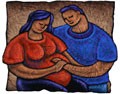 Cartoon liebevolles Paar Frau schwanger