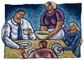 Cartoon Familie beim Essen